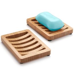 Zet Soap Box Natural Bamboe Derees Bad Soap Holder Bamboe Case Tray Wooden Prevent Mleptwein Drain Doos badkamer toilet gereedschap gereedschap