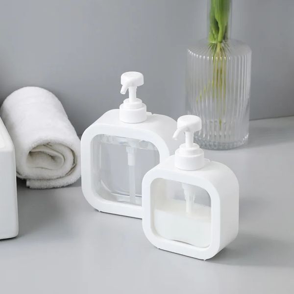 Set Soap Dispenser White Liquid Lotion Pompe à main Dispensateur Rechargeable Bouteille de shampooing Bouteille de lotion de salle de bain en plastique