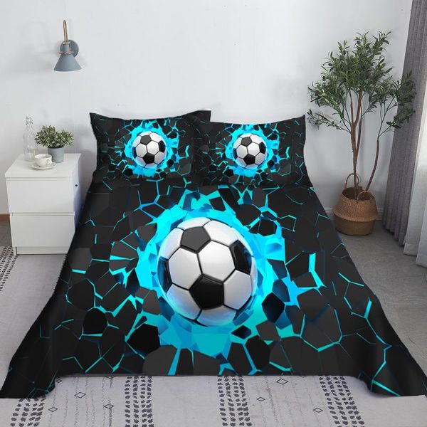 Juego de sábanas de fútbol, juego de sábanas con estampado Digital de poliéster, sábana plana con funda de almohada, ropa de cama estampada de 1/1,2/1,35/1,5/1,8/2,0 m