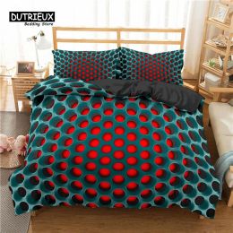Set suave rojo rojo verde décimo geométrico set rey para niños adult microfibra nonas de panal geometría de arte abstracto set de ropa de cama decoración de la habitación