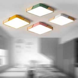 Ensemble de lustres carrés, lampes suspendues encastrées, plafonnier en bois, luminaire suspendu pour salle à manger, éclairage rond en bois, LED intérieure rectangulaire