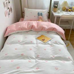 Establecer Estudiante Dormitorio TRIEPiece Set Love Tronedas de edredón impresa Set de cama para la cama para el hogar.
