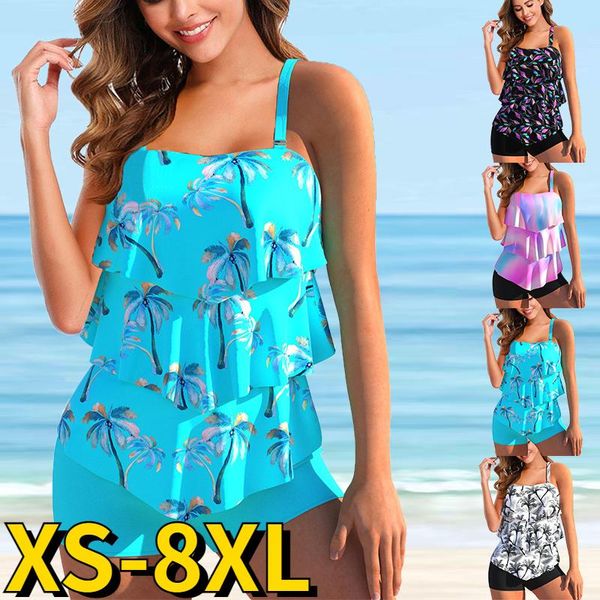 Conjunto de verano para mujer Tankini Sexy Monokini ropa de playa bañadores con estampado 3D conjunto de dos piezas de cintura alta traje de baño de moda traje de baño suelto