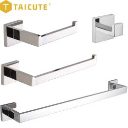 Définir les accessoires de salle de bain Taicut Chrome Sentes de serviette de serviette à barre de barre de barre murale Moup de toilette Paper Rouleau Hiders Mardware de manteau