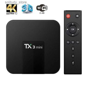 Set Top Box 2021 TX3 Mini Smart TV Android 8.1/11.0 Amlogic RK3228A 2G 16G 4K H.265 2.4G WiFi Configuración de la línea Streaming Receiver Media Player Q240402