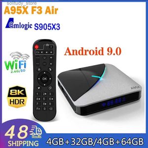 Décodeur A95X F3 Air Amlogic S905X3 RGB Light Intelligent Android TV Box Lecteur multimédia double WiFi 4K BT5.0 A95XF3 Android 9.0 Décodeur Q240330