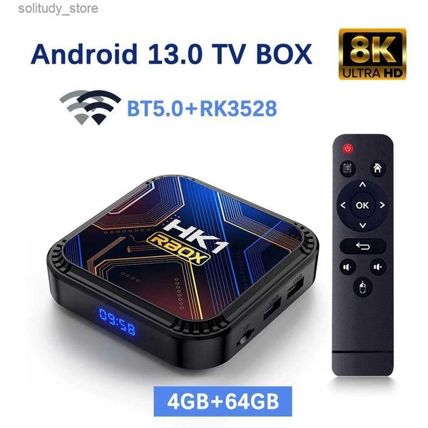 Décodeur Android 13 décodeur RK3528 quad core Cortex A53 WiFi 5 double WiFi prise en charge vidéo 8K BT5.0 + 4K lecteur multimédia vocal 3D TV box Q240330