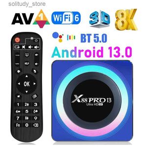 Décodeur LEMFO X88 Pro 13 Acrylique Android TV 2023 Voix RK3528 4 GO RAM 32 GO ROM 8K 4K 3D HDR Wifi6 BT5.0 Média PK Q240402