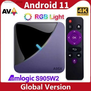 Décodeur lumière rvb Android 11 TV Box A95X F3 Air II 4GB 64GB double WiFi 4K 60f BT5.0 Youtube Amlogic S905w2 lecteur multimédia intelligent 2GB 16GB Q240330