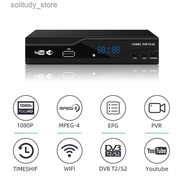 Décodeur récepteur de télévision par Satellite DVB S2 + T2 combinaison récepteur de télévision décodeur prend en charge HD 1080P USB WIFI Q240330