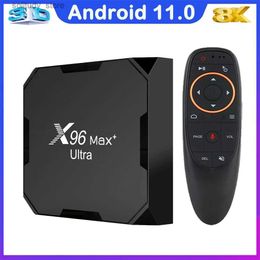 Décodeur TVBOX X96 Max Plus Ultra TV Box intelligent Android 11 S905X4 RAM 4 Go ROM 64 Go 32 Go 8K Lecteur multimédia Wifi 2.4G 5.8G AV1 HD USB Décodeur Q240330
