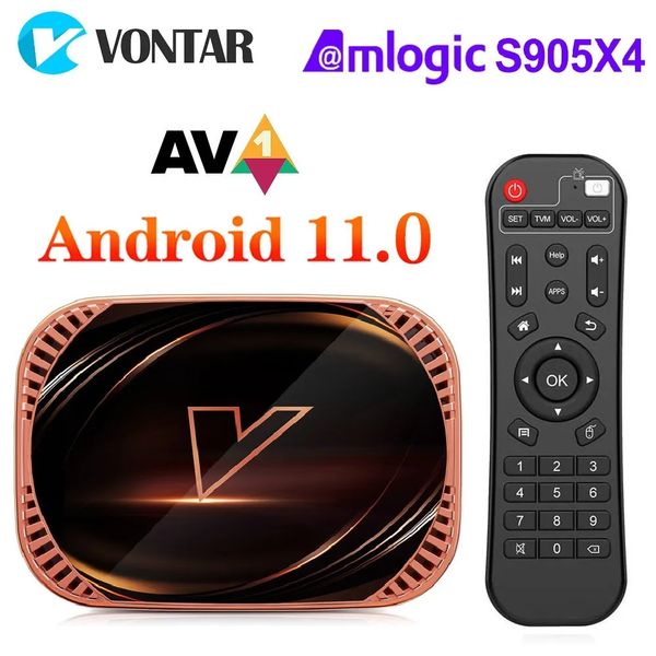 Décodeur VONTAR X4 Amlogic S905X4 Smart TV Android 11 4GB 128G 32GB 64GB Wifi BT AV1 lecteur multimédia TVBOX 4K 1000M top box 231121