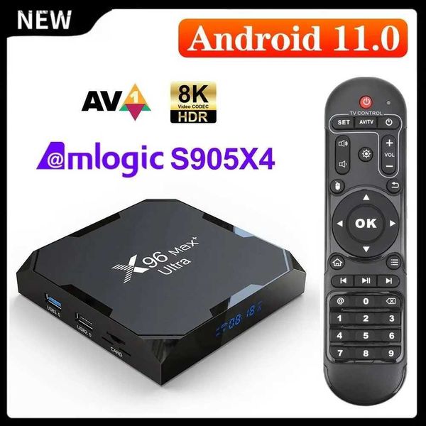 Décodeur Vontar X96 Max Plus Ultra TV Box Android 11 Amlogic S905X4 8K vidéo double WiFi BT lecteur multimédia X96MAX Android 11.0 décodeur Q240330
