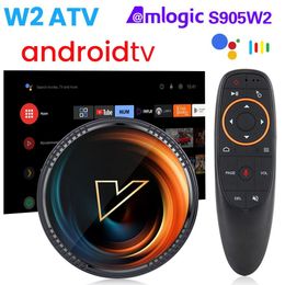 Décodeur W2 ATV TV Box Android 11 Amlogic S905W2 Prise en charge 4K AV1 2.4 5G Wifi BT avec télécommande vocale Google 2G16G 4G32G 64G Smart TV Box 230831
