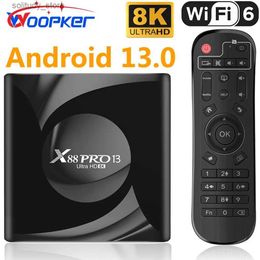 Décodeur Woopker Android 13.0 TV box X88 PRO 13 décodeur intelligent haute définition 8K Bluetooth 5.0 WIFI6 mise à niveau RK3528 lecteur multimédia assistant vocal Q240402