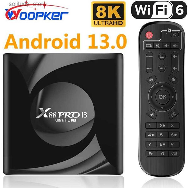 Set Top Box Woopker Android 13.0 TV box X88 PRO 13 decodificador inteligente de alta definición 8K Bluetooth 5.0 WIFI6 actualización RK3528 reproductor multimedia asistente de voz Q240402