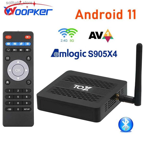Decodificador Woopker TOX3 TV box Amlogic S905X4 TVBox Android 11 4GB/32GB 2T2R 2,4G/5G WiFi 1000M Bluetooth compatible con AV1 4K decodificador Q240402