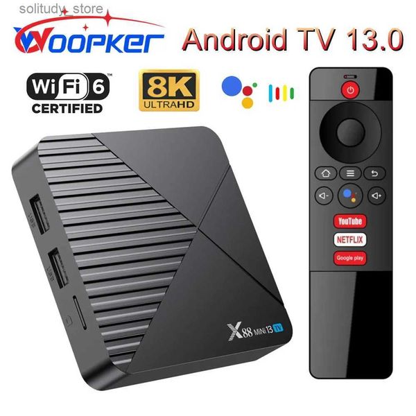 Décodeur Wopker ATV X88 Mini 13 TV Android 13 Smart TV Box 8K RK3528 WiFi6 Bluetooth 5.0 Télécommande vocale YouTube Netflix Décodeur Q240330