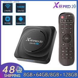 Set Top Box X88 Pro 20 Android Smart TV Rockchip RK3566 Set-top LAN 1000M BT4.2 11 2.4G 5G Dual WiFi 8K HD Mediaspeler Q240402
