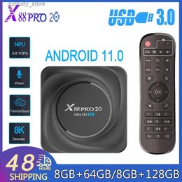 Set Top Box X88 Pro 20 Intelligente Android TV Box HD 8K Rockchip RK3566 LAN 1000M BT4.2 Set-top Box BT4.2 Android 11 2.4G 5G Dual WiFi Mediaspeler Q240330