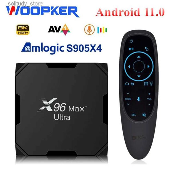 Décodeur X96 MAX Plus Ultra TV Box Android 11 Amlogic S905X4 quad core 4 Go 64 Go AV1 8K lecteur multimédia double WiFi BT HDR 2 Go 16 Go décodeur Q240330