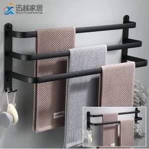 Barra de toalla establecida 3060 cm Multi varilla Accesorios de baño Baño Organizador de riel de pared Hegida de aluminio Rack de almacenamiento de aluminio