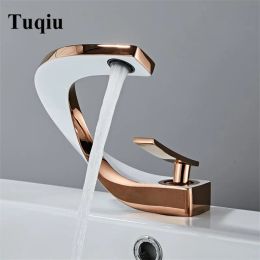 Set tuqiu grifo de baño latón color rosa oro blanco bañera grifo de agua fría batidora de agua caliente cubierta cubierta de oro rosa negro montada