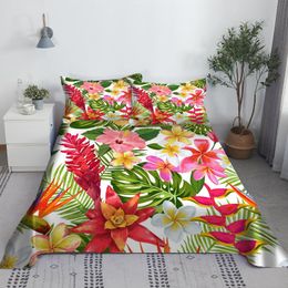 Ensemble de draps de lit à fleurs diverses, drap plat imprimé en 3D avec taie d'oreiller pour enfants et adultes, en Polyester, taille double, vente en gros