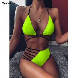 Set Vigorshey Sexy Sexy High Washwear Women Women Bikini Set 2023 Halter Swimsuit Femelle Brésilienne Biquini Bathing Fult Wear Swim