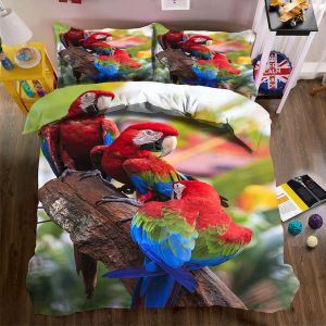 Set Wasart Animal Imprimé de literie 3D Ensemble de deux perroquets Cover Quilt 200x230cm Kids Adult Luxury Double lit couette Cover Queen King Size Sheer rideaux