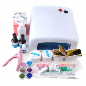 Establecer al por mayor 2016 Full 36W White UV Lámpara UV Gel UV Cepille Blanco Cleanes Glue Top -Coat Plus Kits de uñas Gel Gel Kits set