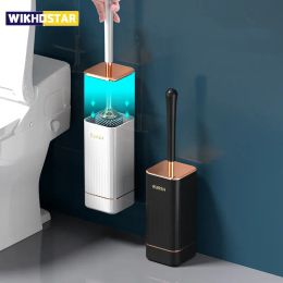Set Wikhostar TPR Silicone Brusque de toilette flexible Softs Nettoyage Brosse sans coin morte WC Brosse de toilette Brosse de salle de bain