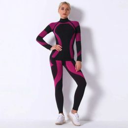 Set Women Girl Ski sous-vêtements Set Fitness Workout Thermal Gym Ski Snowboarding Sport Running Yoga Exercice Suit Long Johns 9185