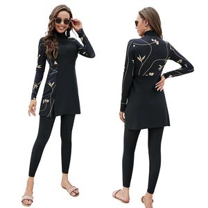 set Vrouwen Moslim Badmode Bescheiden Lange mouwen Zonwering Badpak Lslamic Burkinis Wear Badpak Volledige Cover Badmode