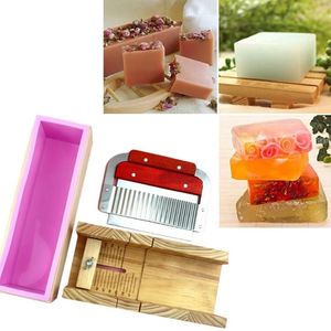 Définir le moule à pain de savon en bois et le rectangle en silicone L5ye Baking Pentry Tools 237H