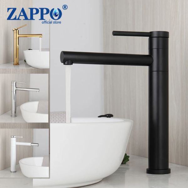 Réglez le robinet de bassin de salle de bain Zappo Black / Golden 360 Swivel Wash Sinker Tap Stream Spray Counter Top Hot Cold Robinets Bouxeur