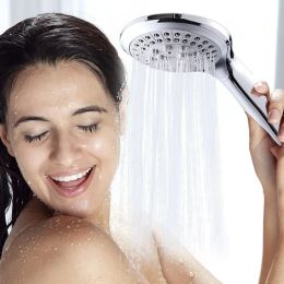 Set Zhangji Salle de bain tête de douche 5 modes ABS Plastique Big Pannel Round Chrome Rain Head Water Saver Classic Design Shower Pisse de douche