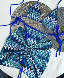 Ensemble Zigzag Bikini jupe tricot maillots de bain femmes maillot de bain trois pièces Crochet