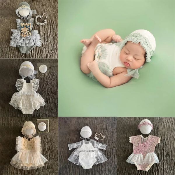 Ensembles 024m bébé filles photographie vêtements costume body + chapeau nouveau-né bébé photographie accessoires mode belle