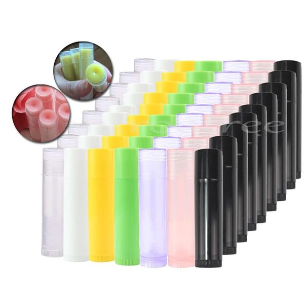 Conjuntos de 100 Uds. Tubos vacíos de brillo de labios 5ml 5g 6 colores envases cosméticos tarros de lápiz labial tubo de bálsamo botellas de viaje herramientas de maquillaje