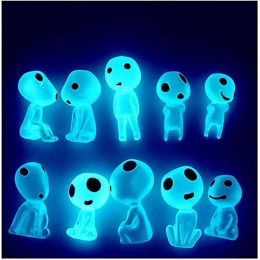 Sets 10pcs Luminous Tree Elf Bar Spirit Princess Mononoke Micro Landscape Figure Ornement Glowing Miniature Gardening Potted Garden Curtain