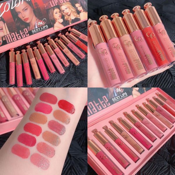 Ensembles 12 Lip Glaze Set Matte Mist Velvet Lip Gloss Set Durable Antistick Cup Liquid Lipstick Nude Pink Tender Lip Gloss Set Cosmétiques