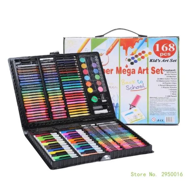 SETS 168PCS COLORING ART CURTS COLLES KITS POUR KIDS ART Set Portable Dessin Painting Art and Crafts Supplies Gift