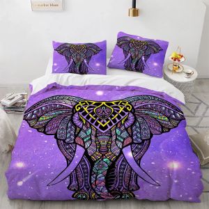 Ensemble 200x200 Ensemble de literie King Size Home Textile Couvre-couverture d'oreiller DekbedOvertrek Elephant Bohemian Style Bed Cover Cover Boho Hot