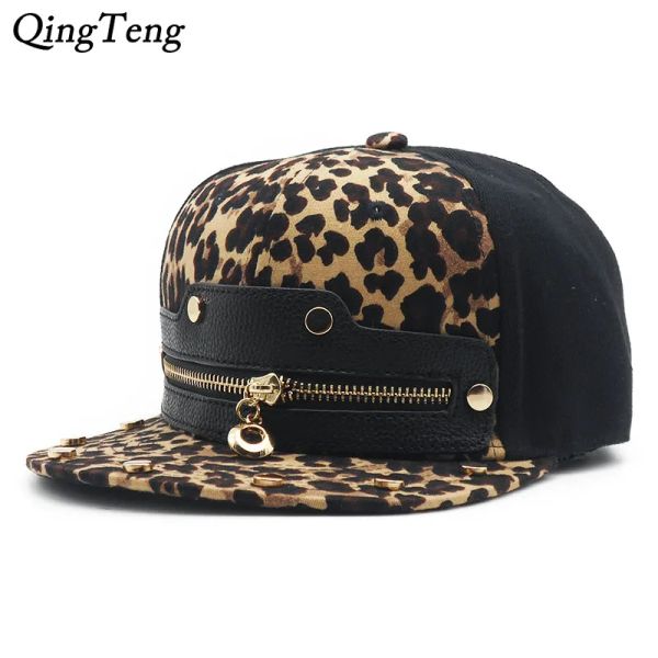 Conjuntos 2021 hombres Hip Hop moda gorra estampado de leopardo cremallera personalizado Snapback sombreros barato verano al aire libre sombrero de sol botín gorra de béisbol