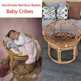 Sets 2022 Baby Papasan Silla Fotografía Props Cunas de canasta de bambú Cunas de fotos recién nacidos Posando sofá Fotografia Acessorio