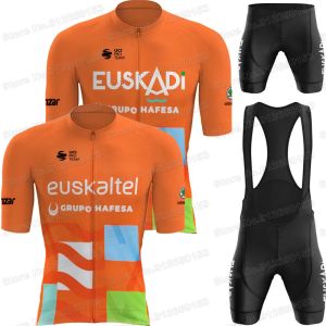 Sets 2022 Euskaltel Cycling Jersey Set Euskadi Cycling Clothing Men Men Road Bike Shirt Suit fietsen Bib shorts Mtb Maillot Ciclismo Ropa