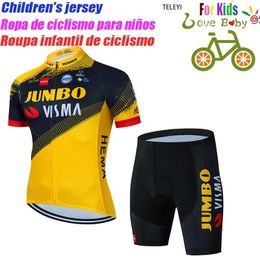 Ensembles 2022 Enfants Jumbo Visma Jersey TDF Set Slovénie Belgique Garçons Fille Vêtements de cyclisme Enfants Vélo de route Chemise Costume Z230130