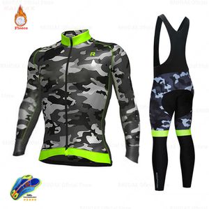 Ensembles 2023 Raudax Camouflage hiver thermique polaire vêtements de cyclisme costume de maillot pour hommes en plein air équitation vélo vtt vêtements bavoir pantalon ensemble Z230130