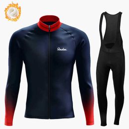 Sets 2023 Raudax Winterkleding Heren Thermal Fleece Lange mouwen Jersey Pak Outdoor Mountain Bike Cycling Bib Pants Set Z230130